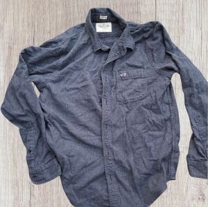 Hollister Men's Casual Dark Blue Flannel Shirt